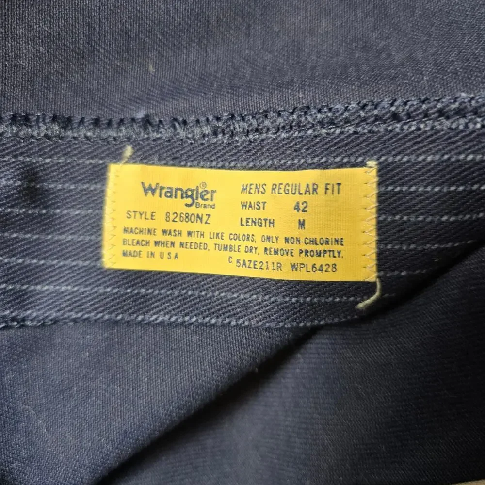 Vintage Wrangler Mens Blue Pinstriped Talon Pants Size 42 Regular NWOT